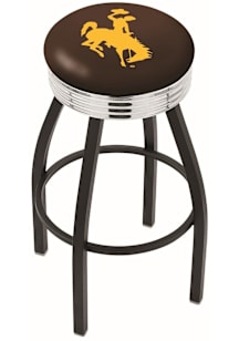 Wyoming Cowboys 3 Ring Chrome Seat Pub Stool - Black