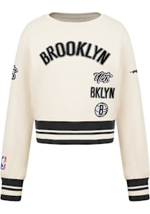Pro Standard Brooklyn Nets Girls White Retro Classics Long Sleeve Sweatshirt