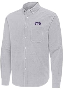 Antigua TCU Horned Frogs Mens Ash Porter Long Sleeve Dress Shirt