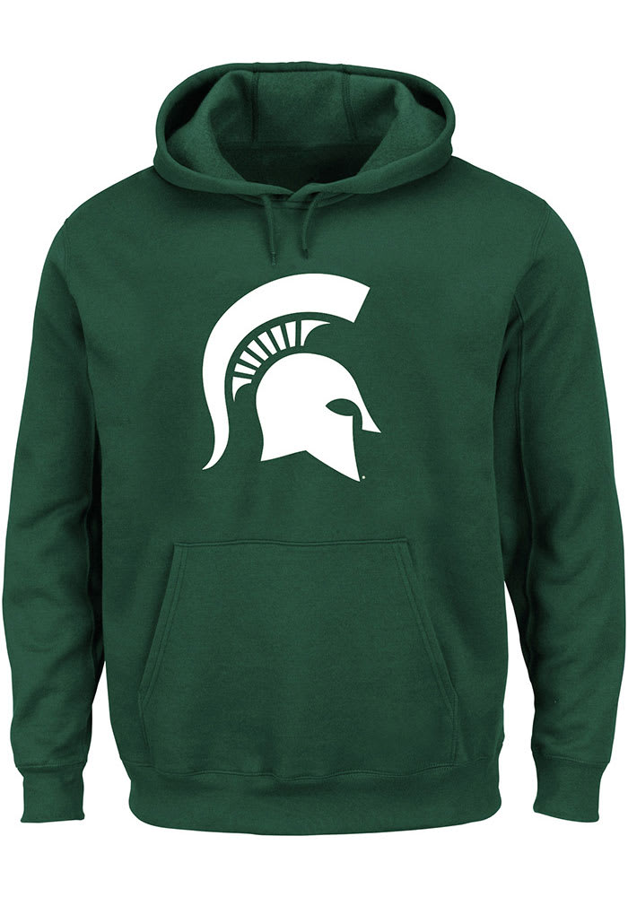 Michigan State Spartans Mens Green Primary Logo Big and Tall Hooded Sweatshirt