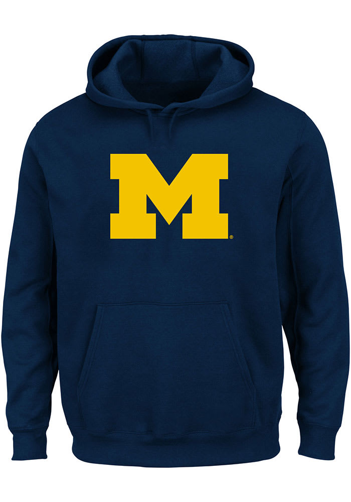 Michigan Wolverines Mens Navy Blue Primary Logo Big and Tall Hooded Sweatshirt