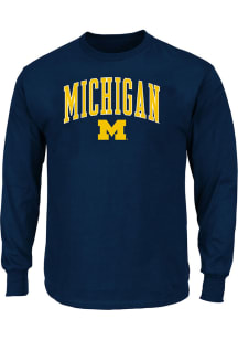 Michigan Wolverines Mens Navy Blue Arch Mascot Big and Tall Long Sleeve T-Shirt