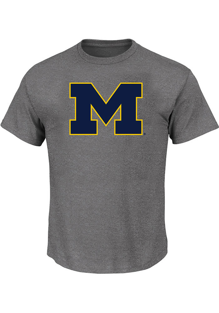 Michigan Wolverines Mens Charcoal Primary Logo Big and Tall T-Shirt