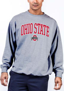 Ohio State Buckeyes Mens Grey Arch Mascot Big and Tall Crew Sweatshirt