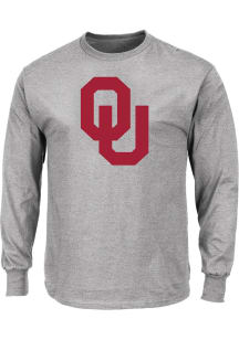 Oklahoma Sooners Mens Grey Primary Logo Big and Tall Long Sleeve T-Shirt
