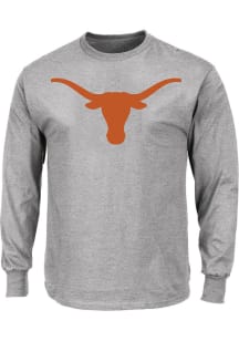 Texas Longhorns Mens Grey Primary Logo Big and Tall Long Sleeve T-Shirt