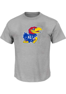 Kansas Jayhawks Mens Grey Primary Logo Big and Tall T-Shirt