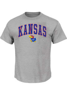 Kansas Jayhawks Mens Grey Arch Mascot Big and Tall T-Shirt