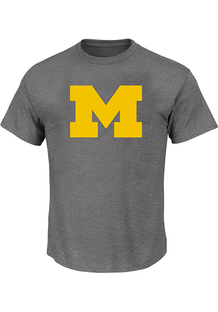 Michigan Wolverines Mens Charcoal Primary Logo Big and Tall T-Shirt