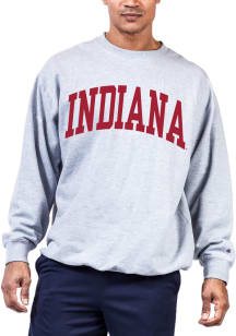 Indiana Hoosiers Mens Grey Reverse Weave Arch Name Big and Tall Crew Sweatshirt