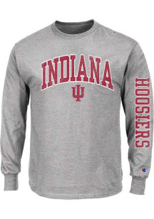 Indiana Hoosiers Mens Grey Arch Mascot Big and Tall Long Sleeve T-Shirt
