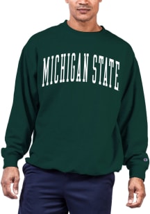 Michigan State Spartans Mens Green Reverse Weave Arch Name Big and Tall Crew Sweatshirt