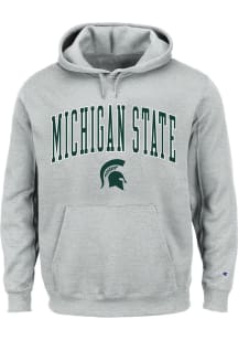 Michigan State Spartans Mens Grey Arch Mascot Big and Tall Hooded Sweatshirt