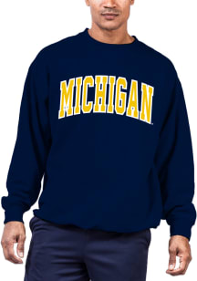 Michigan Wolverines Mens Navy Blue Arch Twill Big and Tall Crew Sweatshirt