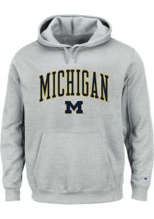 Michigan Wolverines Mens Grey Arch Mascot Big and Tall Hooded Sweatshirt