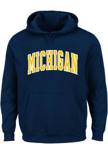 Michigan Wolverines Mens Navy Blue Arch Twill Big and Tall Hooded Sweatshirt