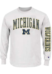 Michigan Wolverines Mens White Arch Mascot Big and Tall Long Sleeve T-Shirt