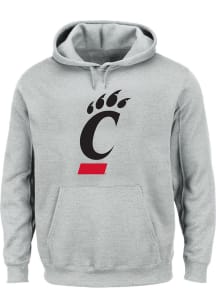 Mens Grey Cincinnati Bearcats Big Logo Big and Tall Hooded Sweatshirt