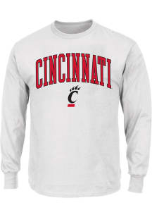 Mens White Cincinnati Bearcats Arch Mascot Big and Tall Long Sleeve T-Shirt