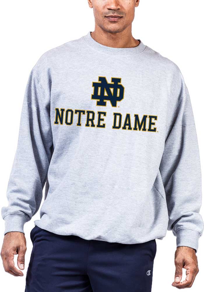 Notre Dame Fighting Irish Mens Grey Name Drop Big and Tall Crew Sweatshirt