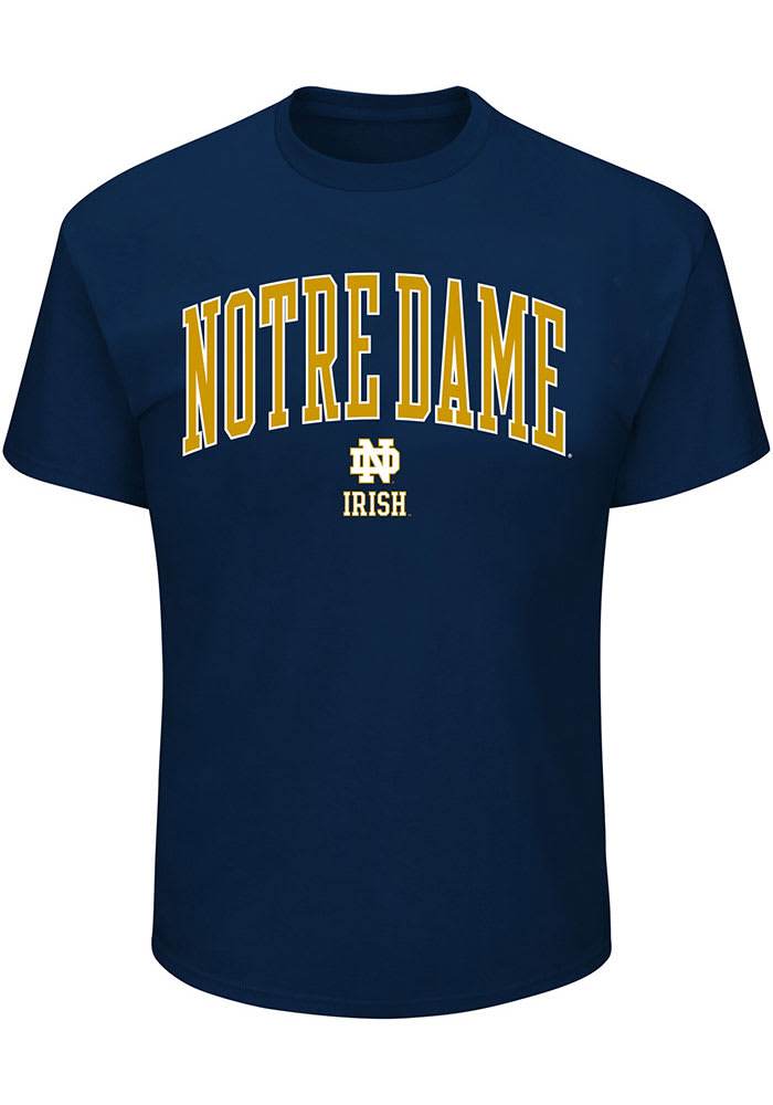 Notre Dame Fighting Irish Mens Navy Blue Arch Mascot Big and Tall T-Shirt