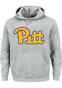 Mens Grey Pitt Panthers Big Logo Big and Tall Hooded Sweatshirt