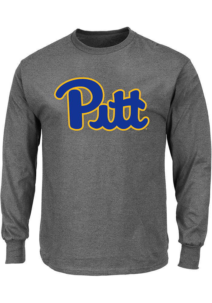 Pitt Panthers Mens Charcoal Big Logo Big and Tall Long Sleeve T-Shirt