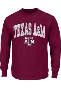 Texas A&amp;M Aggies Mens Maroon Arch Mascot Big and Tall Long Sleeve T-Shirt