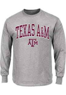 Texas A&amp;M Aggies Mens Grey Arch Mascot Big and Tall Long Sleeve T-Shirt