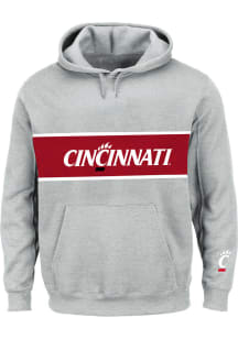 Cincinnati Bearcats Mens Grey French Terry Pieced Body Big and Tall Hooded Sweatshirt