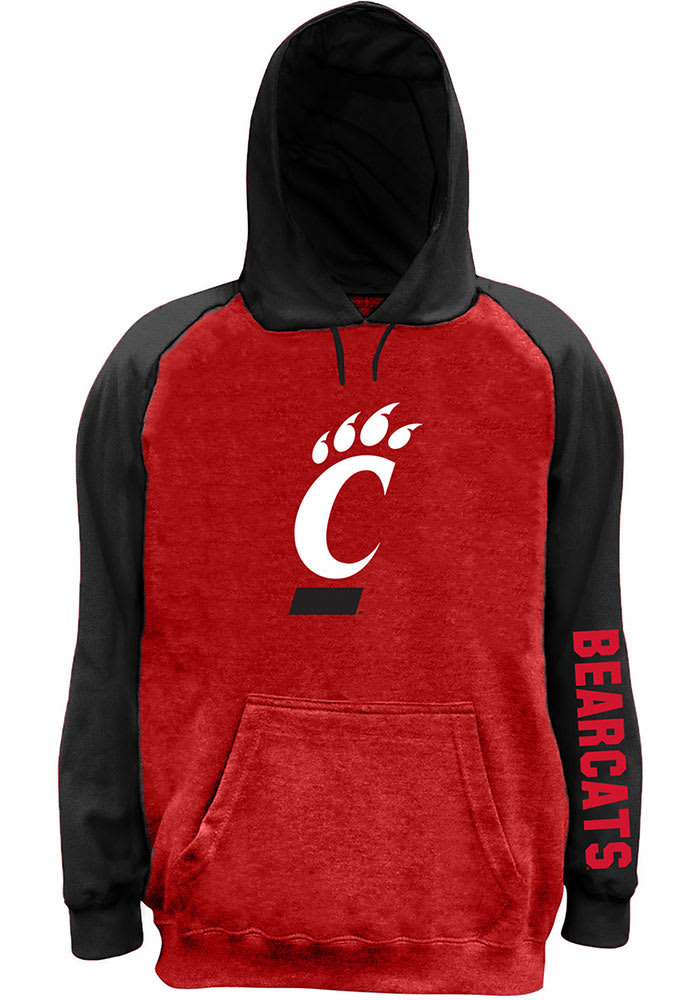 Cincinnati Bearcats Mens Charcoal Space Dye Pieced Body Big and Tall Hooded Sweatshirt