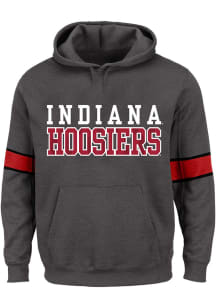 Indiana Hoosiers Mens Charcoal Contrast Mesh Poly Big and Tall Hooded Sweatshirt