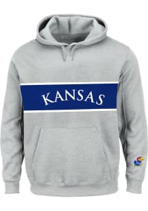 Kansas Jayhawks Mens Grey French Terry Pieced Body Big and Tall Hooded Sweatshirt