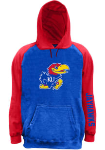 Kansas Jayhawks Mens Charcoal Space Dye Pieced Body Big and Tall Hooded Sweatshirt