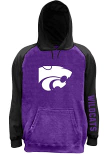 K-State Wildcats Mens Charcoal Space Dye Pieced Body Big and Tall Hooded Sweatshirt