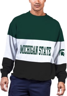 Michigan State Spartans Mens Green Color Blocked Big and Tall Crew Sweatshirt