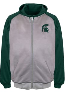 Michigan State Spartans Mens Grey Raglan Contrast Big and Tall Zip Sweatshirt