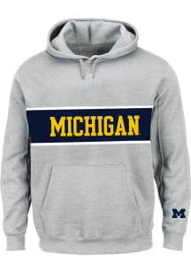 Michigan Wolverines Mens Grey French Terry Pieced Body Big and Tall Hooded Sweatshirt