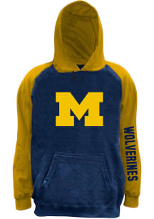 Michigan Wolverines Mens Charcoal Space Dye Pieced Body Big and Tall Hooded Sweatshirt