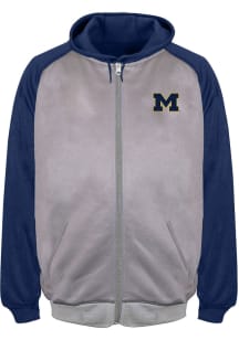 Michigan Wolverines Mens Grey Raglan Contrast Big and Tall Zip Sweatshirt