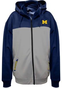 Michigan Wolverines Mens Navy Blue Fleece Contrast Big and Tall Zip Sweatshirt
