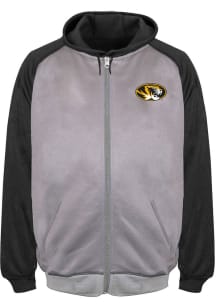 Missouri Tigers Mens Grey Raglan Contrast Big and Tall Zip Sweatshirt