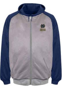 Notre Dame Fighting Irish Mens Grey Raglan Contrast Big and Tall Zip Sweatshirt