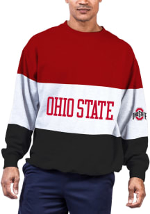 Ohio State Buckeyes Mens Red Color Blocked Big and Tall Crew Sweatshirt
