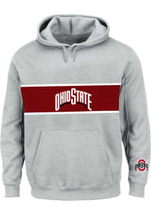 Ohio State Buckeyes Mens Grey French Terry Pieced Body Big and Tall Hooded Sweatshirt