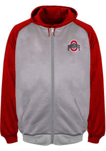 Ohio State Buckeyes Mens Grey Raglan Contrast Big and Tall Zip Sweatshirt