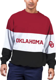 Oklahoma Sooners Mens Cardinal Color Blocked Big and Tall Crew Sweatshirt