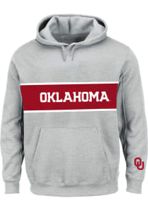 Oklahoma Sooners Mens Grey French Terry Pieced Body Big and Tall Hooded Sweatshirt