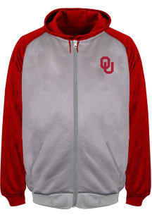 Oklahoma Sooners Mens Grey Raglan Contrast Big and Tall Zip Sweatshirt
