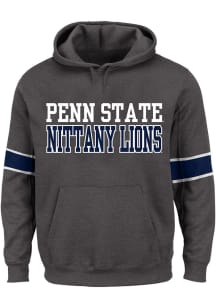 Penn State Nittany Lions Mens Charcoal Contrast Mesh Poly Big and Tall Hooded Sweatshirt